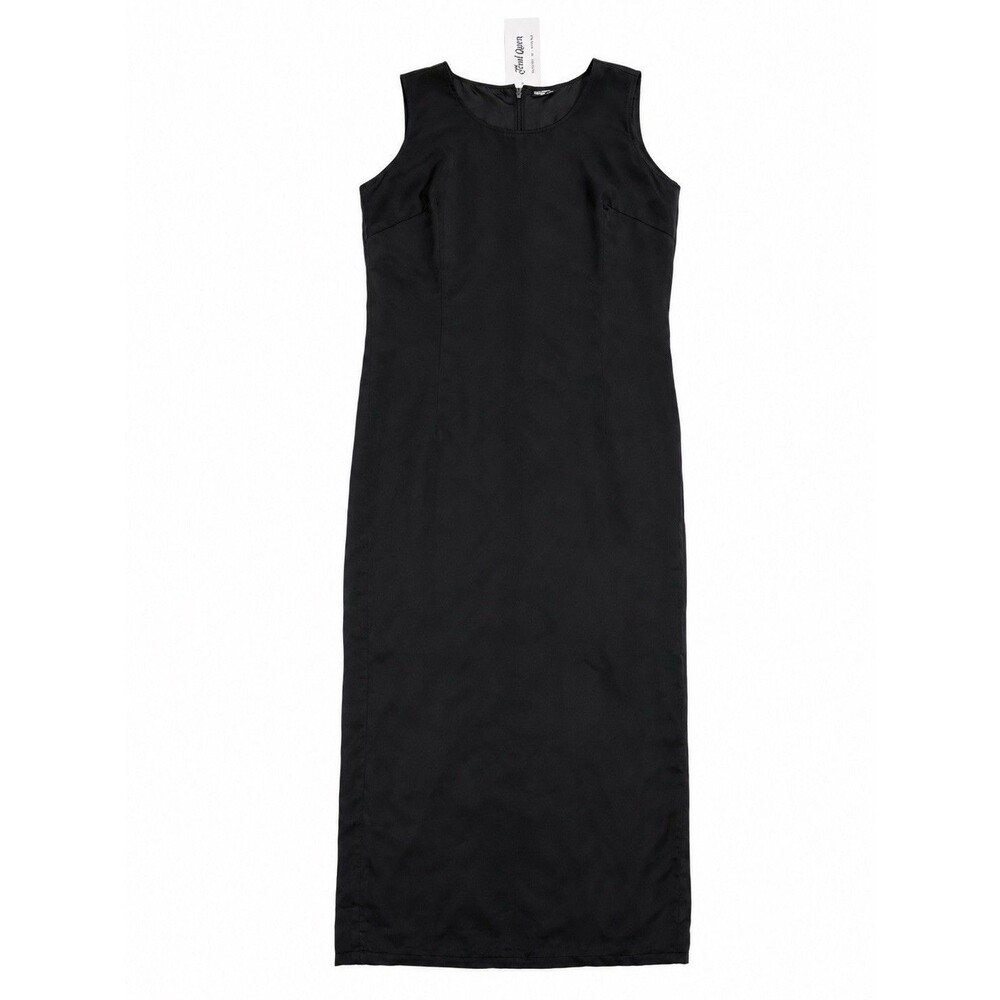 Vintage Jewel Queen 100% Pure Silk Beaded Dress Black Hand Embroidered SZ M